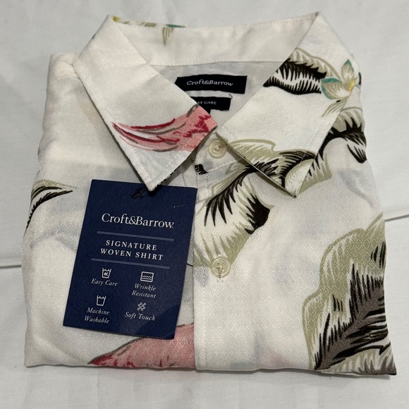 cream polo shirt brand croft & barrow size m with floral design - Picture 6 of 6